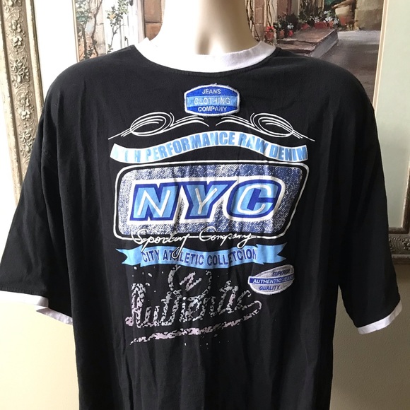 DJC 2XL Black w/White Trim NYC Denim Jeans Shirt - Picture 1 of 6